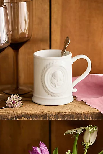 Valentine Cameo Stoneware Mug, Heart | Anthropologie (US)