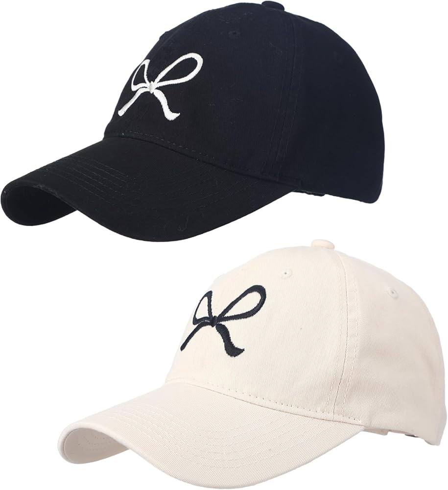 2 Pack Bow Tie Baseball Cap Coquette Pink Bow Baseball Cap for Woman Bow Cute Sun Travel Sports H... | Amazon (US)