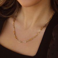 Paperclip Necklace, Link Chain Chain, Gold Set Necklace + Bracelet, Silver | Etsy (US)