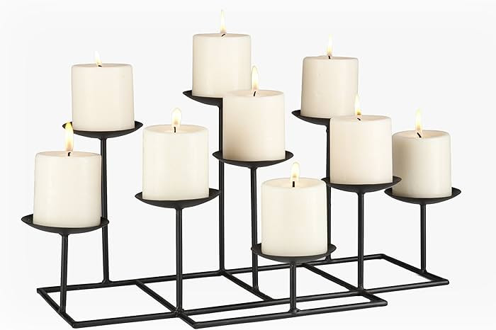 SEI Furniture 9 Candle Wrought Iron Candelabra, Matte Black | Amazon (US)