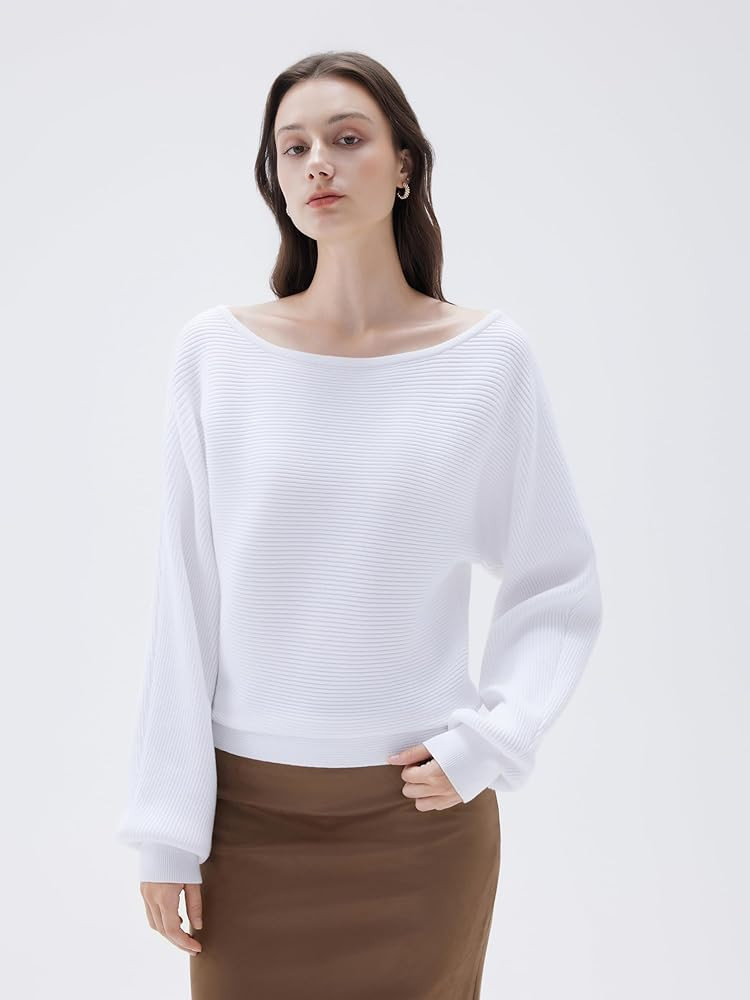 SUUKSESS Women Cashmere Oversized Off Shoulder Pullover Sweaters Boat Neck Long Sleeve Knit Jumpe... | Amazon (US)