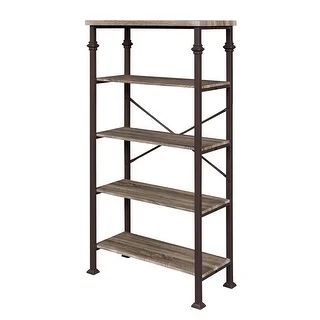 5-Tier Modern Industrial Bookshelf with Sturdy Metal Frame for Home (Grey) | Bed Bath & Beyond