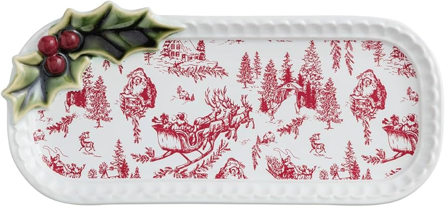 Mud Pie Christmas Holly Toile Everything Plate | Amazon (US)