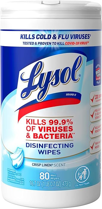 Lysol Disinfectant Wipes, Dorm Room Essentials, Multi-Surface Antibacterial Cleaning Wipes, For D... | Amazon (US)