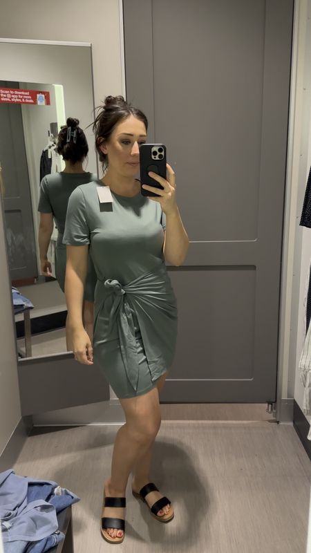 Loving this Target dress! The tie is flattering to the waistline. Can be dressed up or dressed down!

Wearing a small 145lbs and 5’3

Wear with body shapewear and strapless push up bra.

Summer dresses, green dress, short dress, mom clothes, night out dress, dinner dress, date night dress, casual dress

#LTKMidsize #LTKVideo #LTKStyleTip