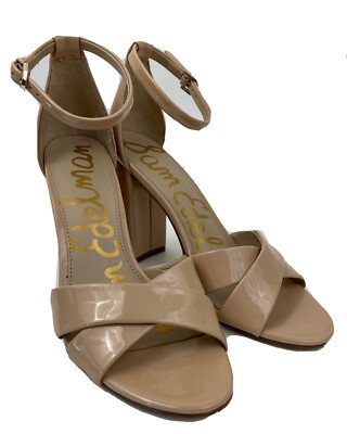 Sam Edelman Yancy Ankle Strap Sandal Patent Leather Beige Size 8M | eBay US