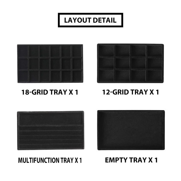 Frebeauty Jewelry Organizer Tray,Stackable Velvet Jewelry Trays,Drawer Inserts Earring Organizer ... | SHEIN