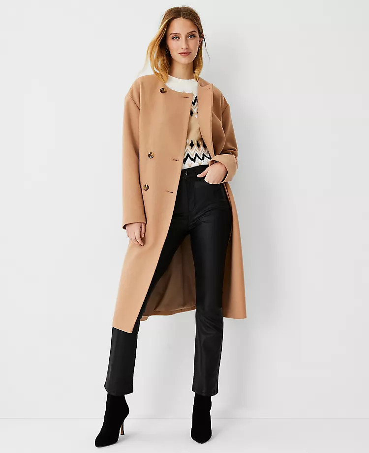 Fleur Double Breasted Collarless Coat | Ann Taylor (US)