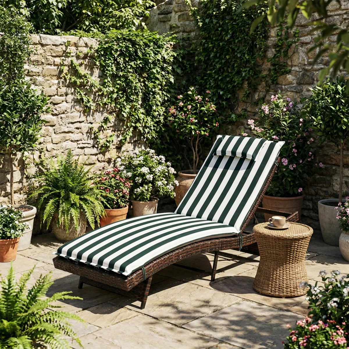 Outdoor Lounge Chair Cushion with Headrest, 79 x 25 x 3.2 Inch | Wayfair North America