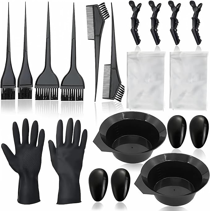 20 Pcs Hair Dye Brush and Bowl Set, Hair Dye Coloring Kit, Hair Coloring Bleaching, Hair Dye Tool... | Amazon (US)