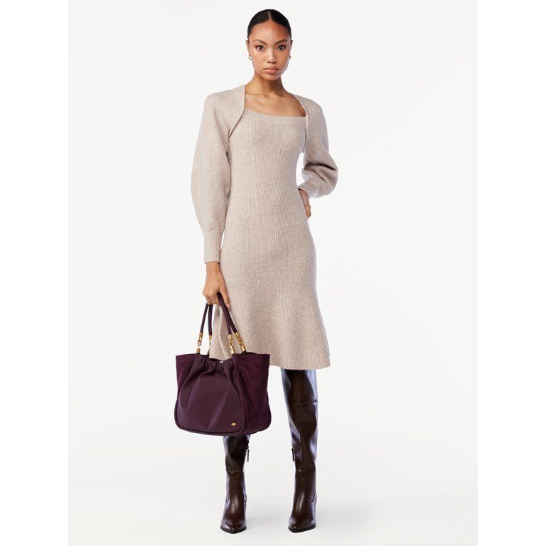 Scoop Women's Square Neck Sweater Dress | Walmart (US)