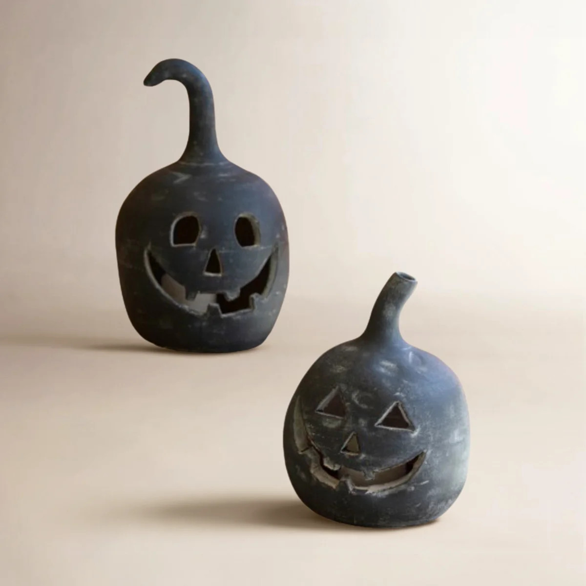 Decorative Black Pumpkin Lanterns 14"Tall – Set of 2 | Wayfair North America