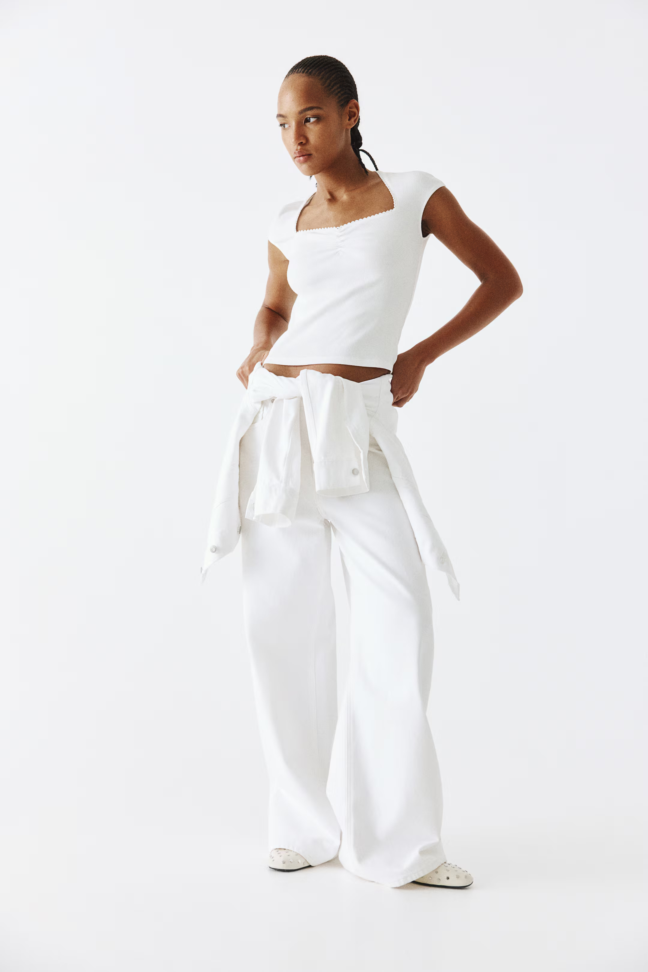 Ribbed Sweetheart-Neck Top | H&M (US + CA)