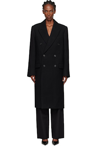Black Double Breasted Coat | SSENSE