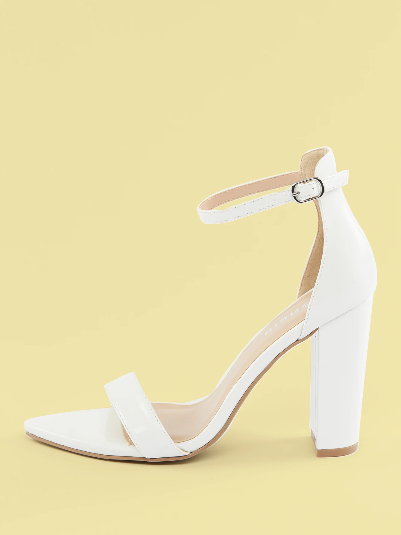 Pointy Toe Buckled Ankle Strap Block High Heels | SHEIN