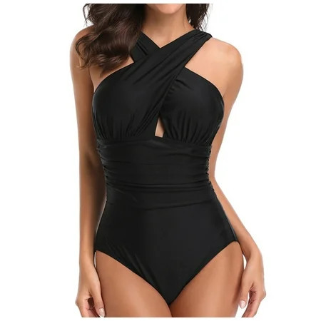dmqupv Black Swimsuit One Piece Suspenders One Piece Bathing Suit for Women with Chest Pad Black Med | Walmart (US)