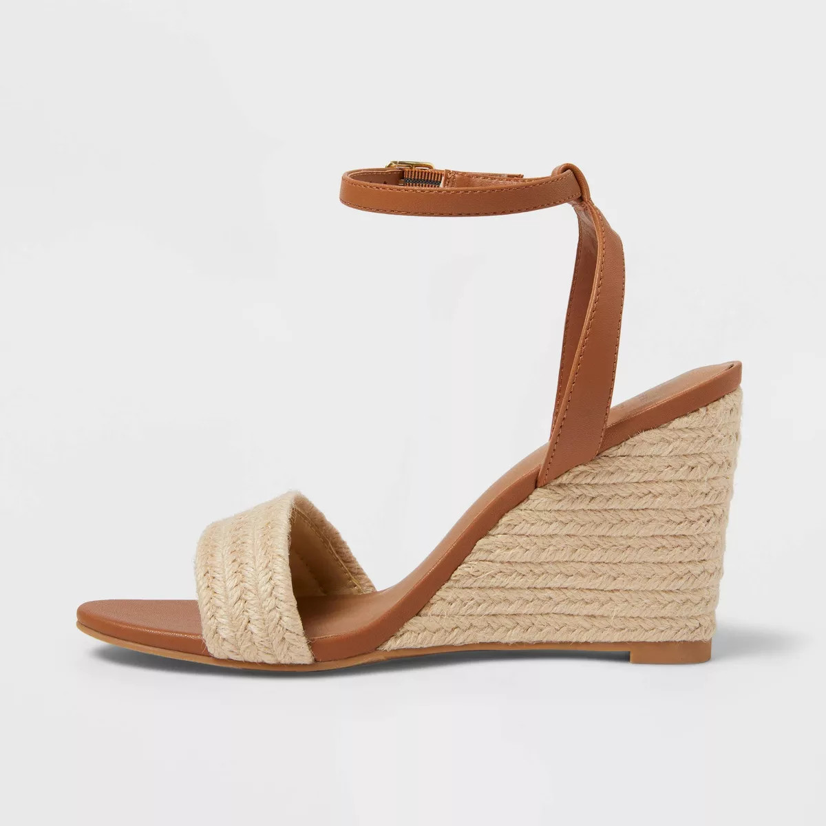 Women's Tish Single Band Ankle Strap Wedge Heels with Memory Foam Insole - A New Day™ Tan | Target