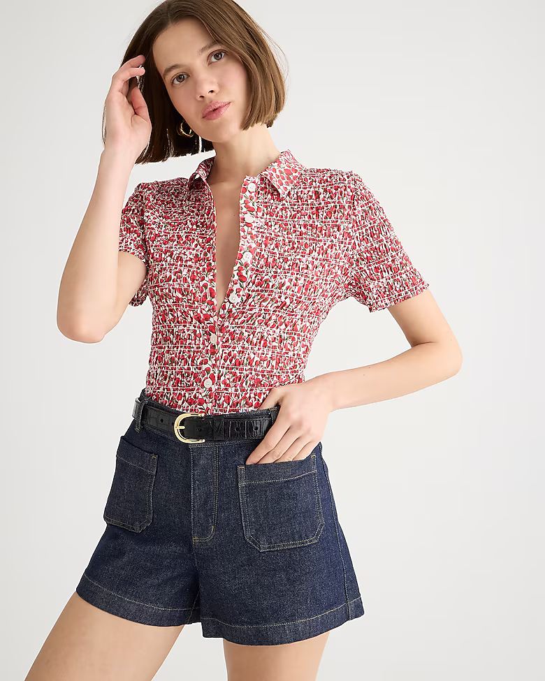 Smocked button-up shirt in Liberty® Eliza's Red fabric | J.Crew US