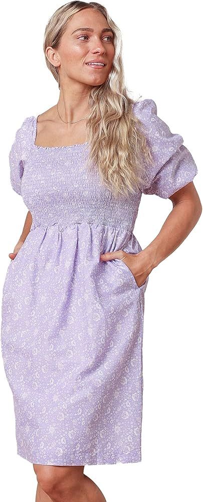 Hope & Henry Women's Organic Cotton Bubble Sleeve Smocked Bodice Dress | Amazon (US)