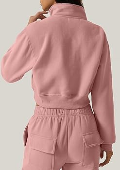 QINSEN Womens Half Zip Crop Sweatshirt High Neck Long Sleeve Pullover Cropped Top | Amazon (US)