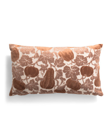 14x24 Lee Pumpkin Cut Velvet Pillow | TJ Maxx