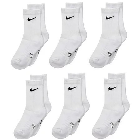 Nike Little Boy s 6-Pairs Young Athletes White Crew Socks Sz: 5-7 Fits 10C-3Y | Walmart (US)