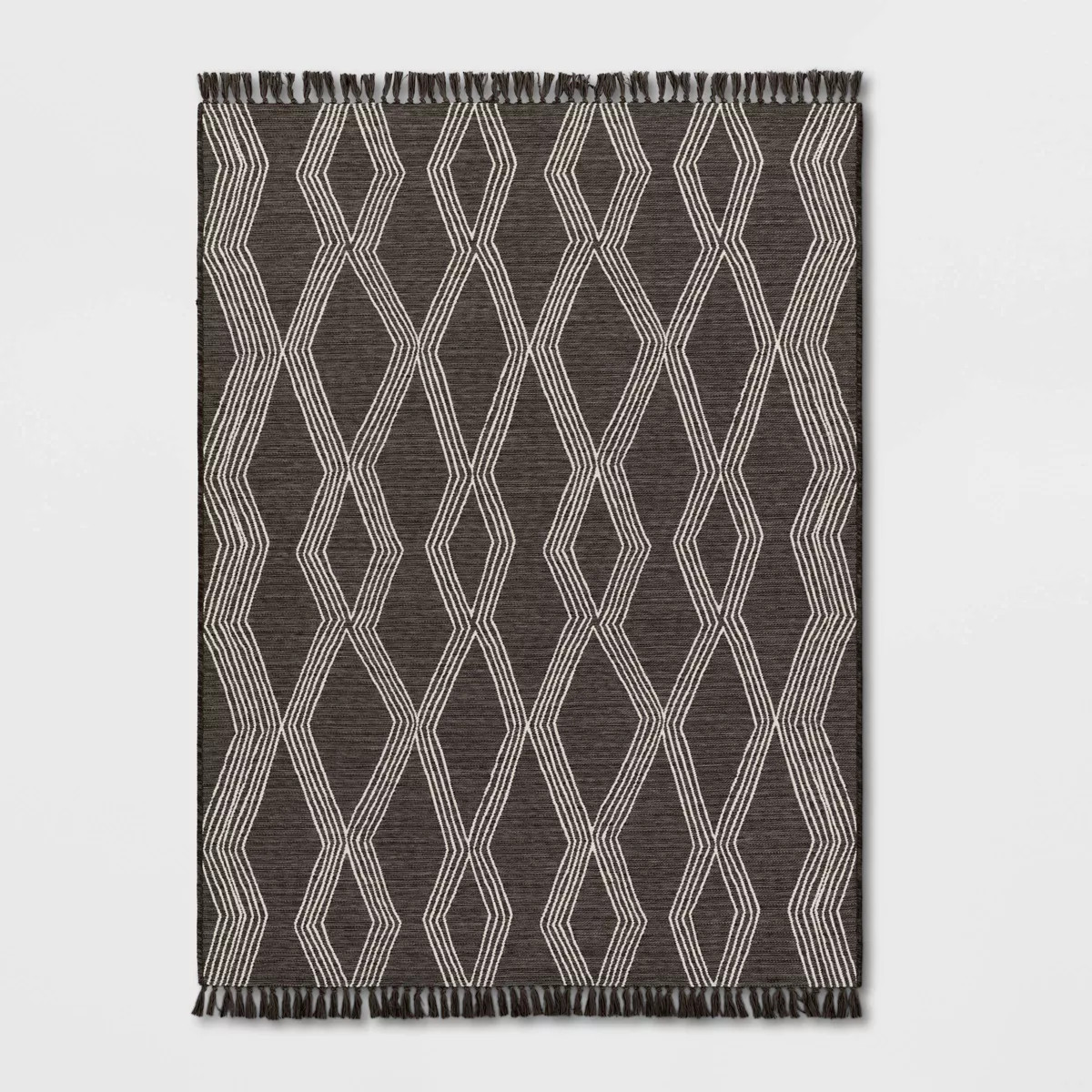 Modern Diamond Tapestry Rectangular Woven Outdoor Rug Charcoal Gray - Threshold™ | Target