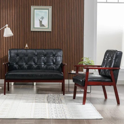 Judeth 2-Piece Tufted Upholstered Wood Frame Loveseat And Arm Accent Chair Set | Wayfair North America
