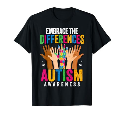 Autism Embrace the Differences Autistic Autism Awareness T-Shirt | Amazon (US)