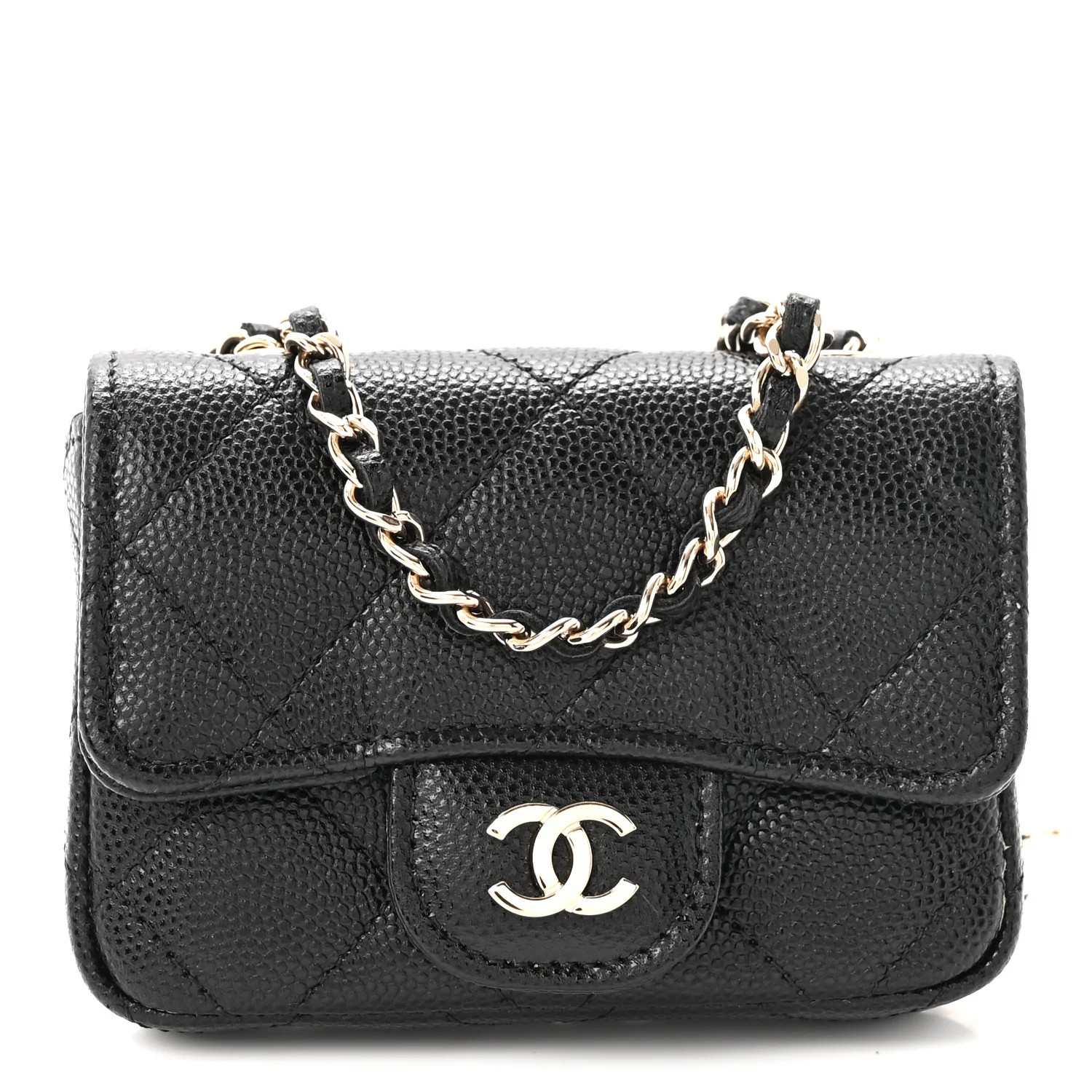 Caviar Quilted Mini Chain Belt Bag Black | FASHIONPHILE (US)