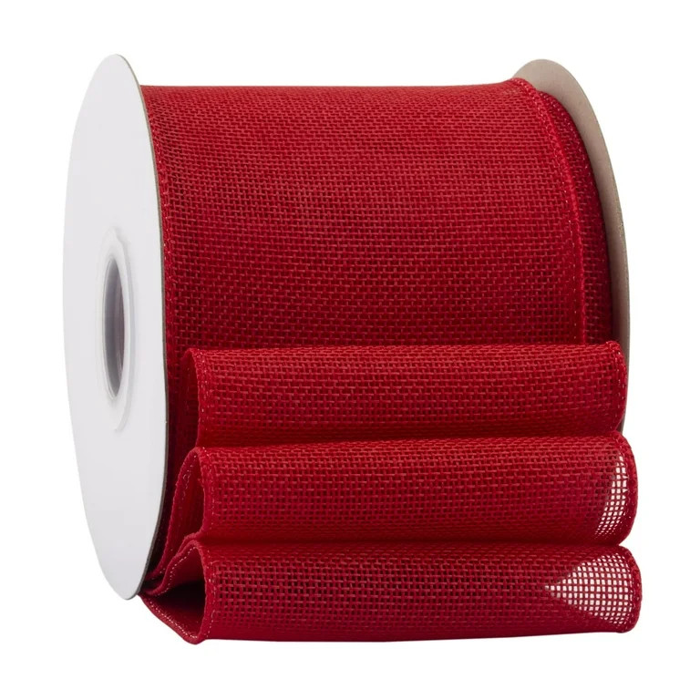 Ribbonitlux Red Burlap Wired Ribbon, 4 inch x 20 Yards, Wired Edge Burlap Ribbon for Gift Wrappin... | Walmart (US)