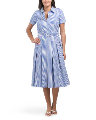 Striped Belted Midi Dress | TJ Maxx