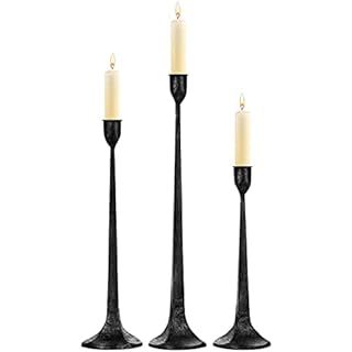 Rustic Iron Taper Candle Holder Set - 14“, 17”, 19“ High Decorative Candle Stand for Weddin... | Amazon (US)