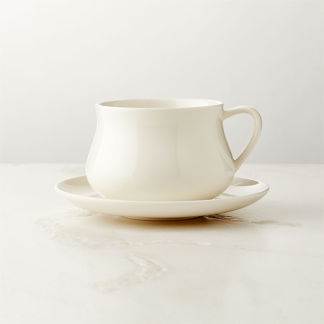 Stilson White Bone China Teacup and Saucer Set + Reviews | CB2 | CB2
