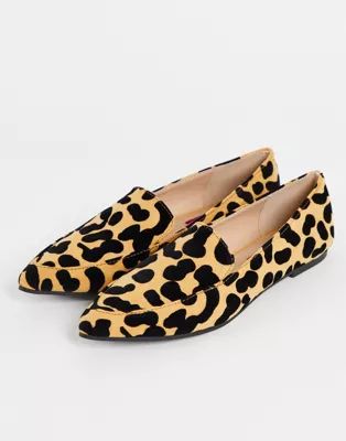 London Rebel pointed loafers in leopard | ASOS (Global)