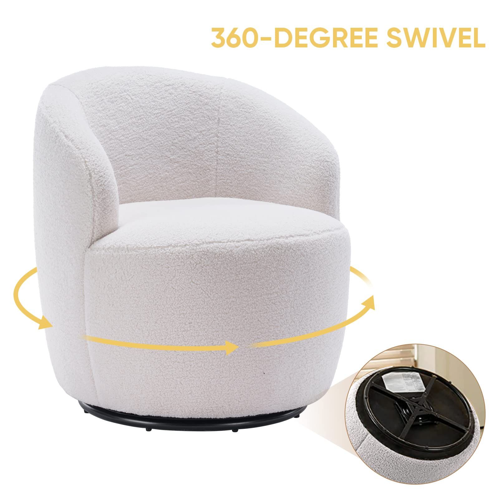 Antetek Swivel Chair, Round Accent Sofa Chair, Club 360 Degree Swivel Barrel Chair, Modern Leisur... | Amazon (US)