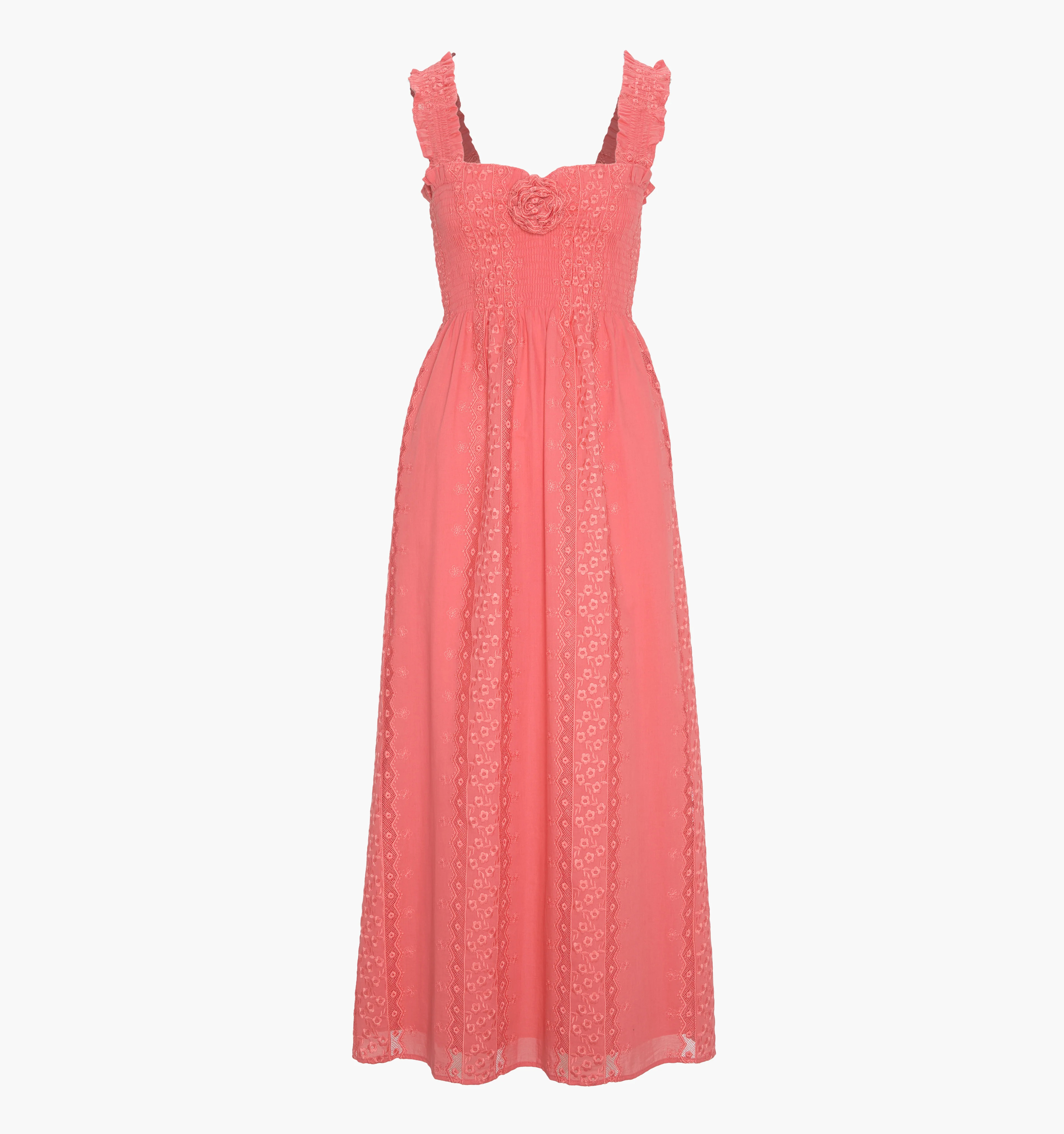 The Rosetta Nap Dress | Coral Voile Broderie / XXS | ® | 100% Cotton | Hill House Home | Hill House Home US