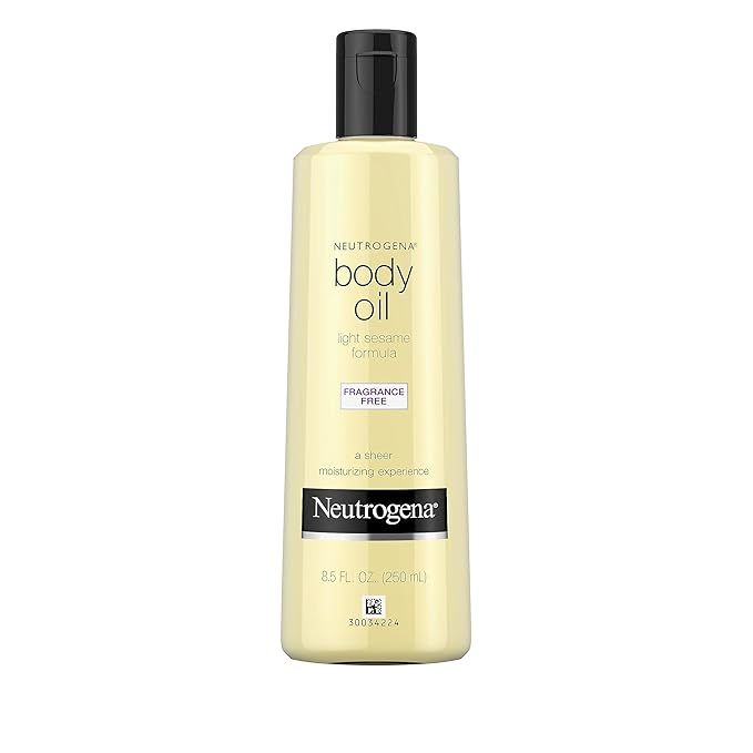 Neutrogena Fragrance-Free Body Oil Light Sesame Formula, Dry Skin Moisturizer & Hydrating Body Ma... | Amazon (US)