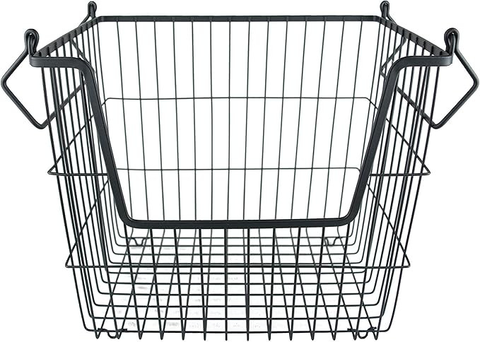 DII Metal Wire Mesh Stackable Utility Storage Bin, Large Rectangle, 13x10x11, Black | Amazon (US)