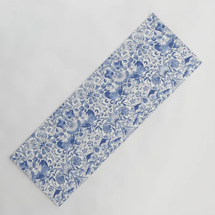 William Morris Vintage Lodden China Blue Toile Yoga Mat | Society6