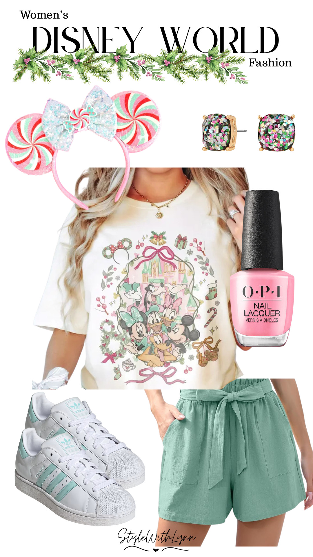 This pastel Disney World outfit is perfect for a festive day at the parks. Comfy shorts, the cutest holiday tee, and peppermint-inspired Minnie ears for that extra touch of Christmas cheer. 🎄💗

Shop the look and get ready to stroll down Main Street in style! 

#DisneyWorldOutfit #DisneyChristmasStyle #DisneyParkFashion #HolidayOutfitInspo #DisneyStyle #LTKHoliday #LTKTravel #StyleWithLynn



Disney inspired women’s outfits | Cute Disney park outfits | Disney trip outfits for women | Disney World outfit ideas for women | Disney vacation outfits for women | What to wear to Disney World women | Disney bachelorette trip outfits | Disney outfit inspo women  

 #LTKHoliday #LTKSeasonal #LTKStyleTip
