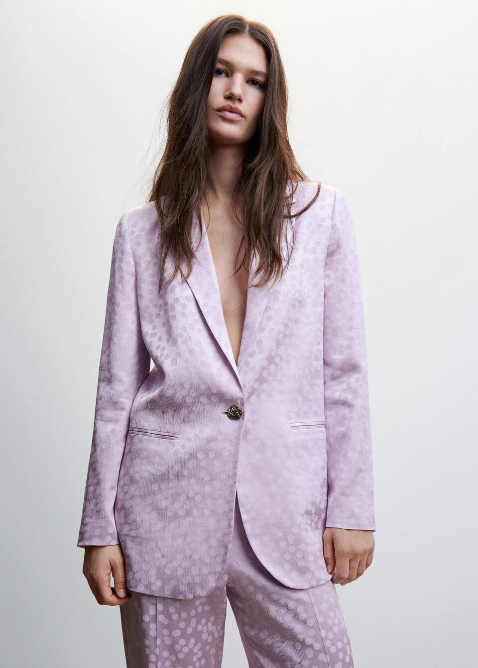 Taupe satin blazer -  Women | Mango United Kingdom | MANGO (UK)
