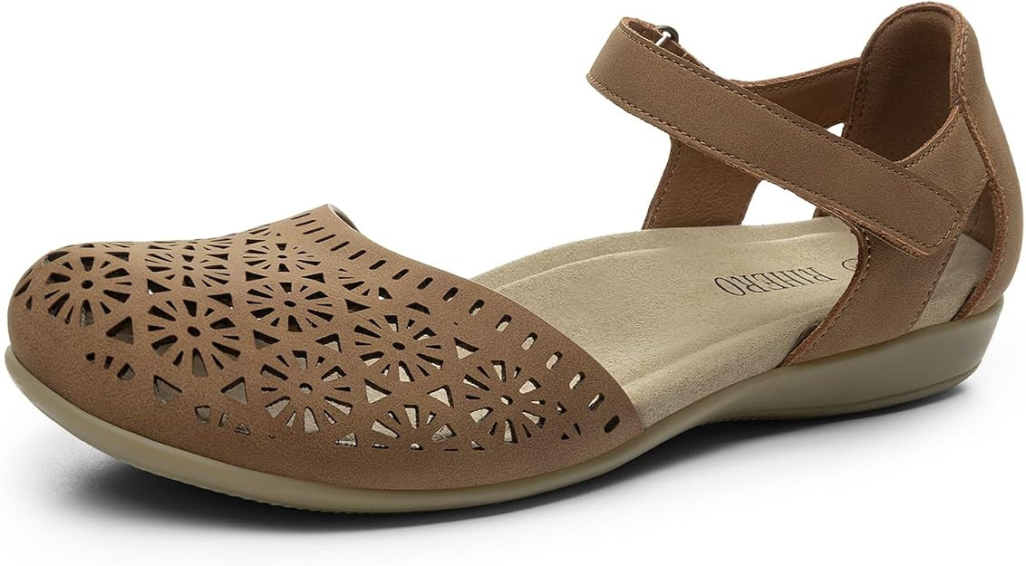 Rihero Summer Casual Closed Toe Sandals Women Comfortable Footbed Arch Support Flat Sandals with ... | Amazon (US)