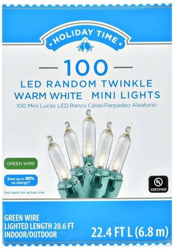 Holiday Time LED 100 Random Twinkle Warm White Light - Walmart.com | Walmart (US)