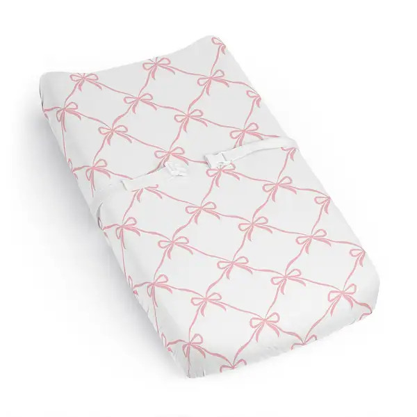Sweet Jojo Designs Pink Bows Girl Changing Pad Cover Sheet - Blush and White Bow for Ballerina Ba... | Bed Bath & Beyond
