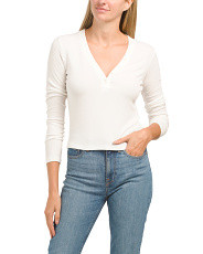 Slinky Long Sleeve Ribbed Henley Top | TJ Maxx