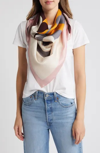 Tory Burch Colorblock Monogram Silk Square Scarf | Nordstrom | Nordstrom