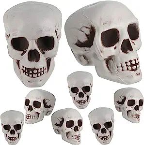 8 Pieces Halloween Skulls Realistic Looking Skulls Human Skeleton Head Skull for Halloween Bar Ho... | Amazon (US)