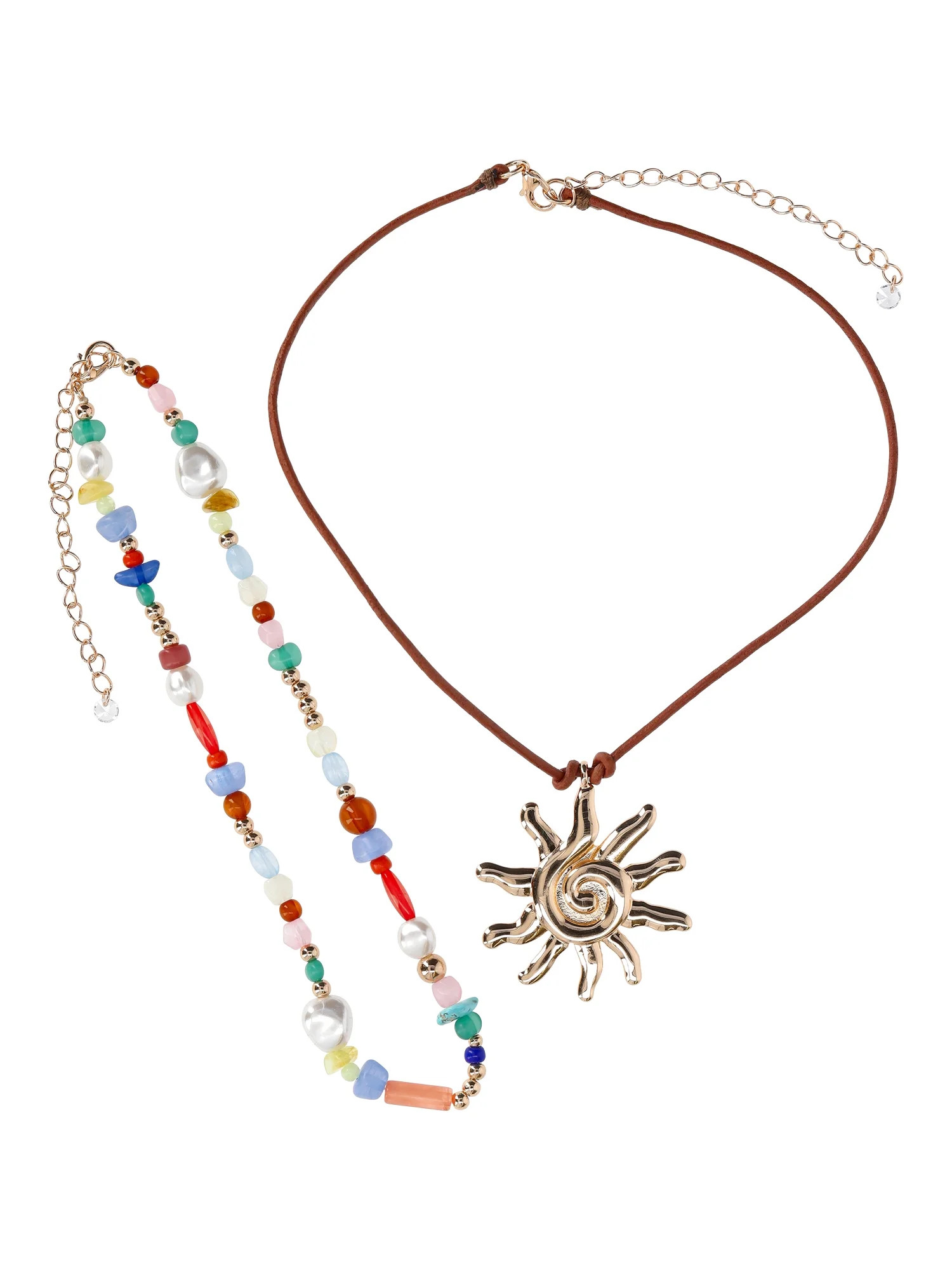 No Boundaries Beaded and Floral Necklace Set, 2 Pieces - Walmart.com | Walmart (US)
