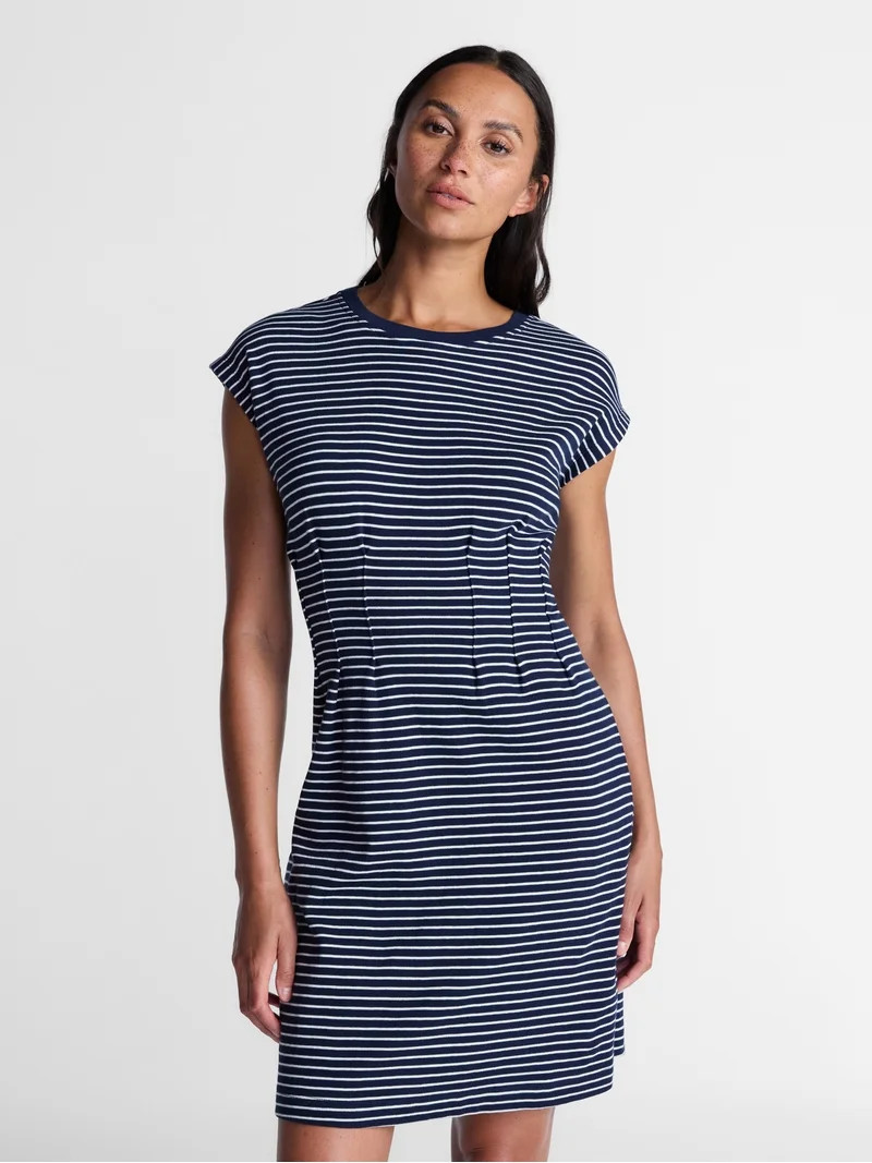 Time and Tru Women's Pleated Waist Cotton Mini Dress, Sizes XS-XXXL | Walmart (US)